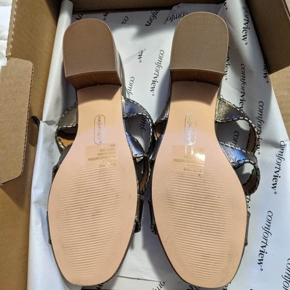 Nwt Comfortview Gunmetal Mules Sizes 9W & 9.5W - Picture 6 of 11